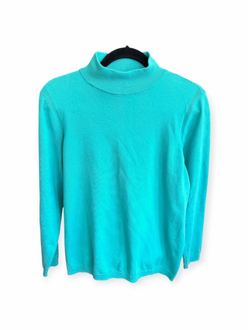 Talbots Turquoise Teal Blue Fine Knit Women's Turtleneck Sweater Size XL
